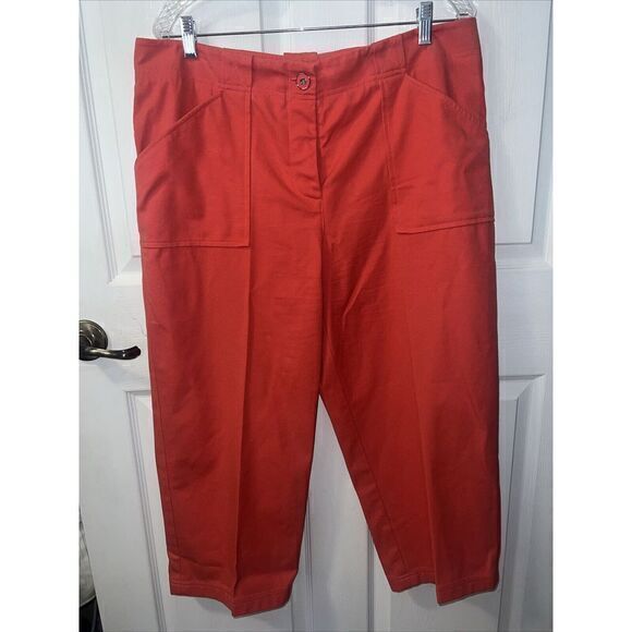 St. John Sport‎ Women's Coral Wide Leg Pants Pockets Size 14 - Picture 1 of 9